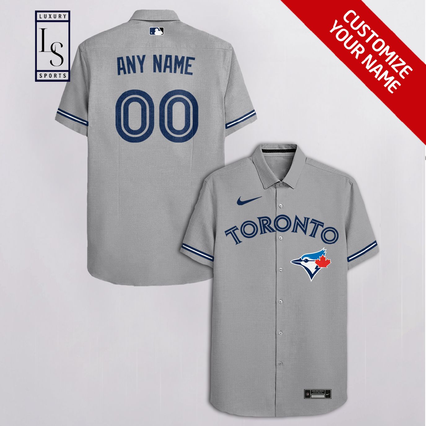 MLB Toronto Blue Jays Baseball Team Customized Grey Hawaiian Shirt