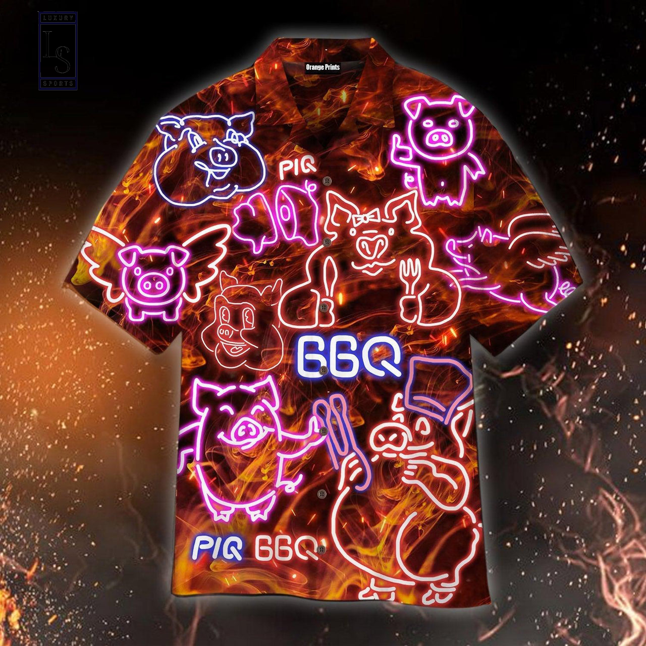 Neon Pig BBQ Hawaiian Shirt