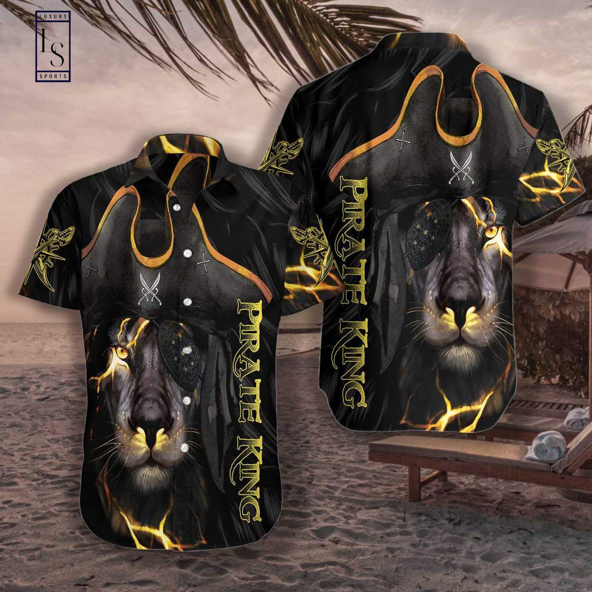 Pirate King Black Lion Hawaiian Shirt