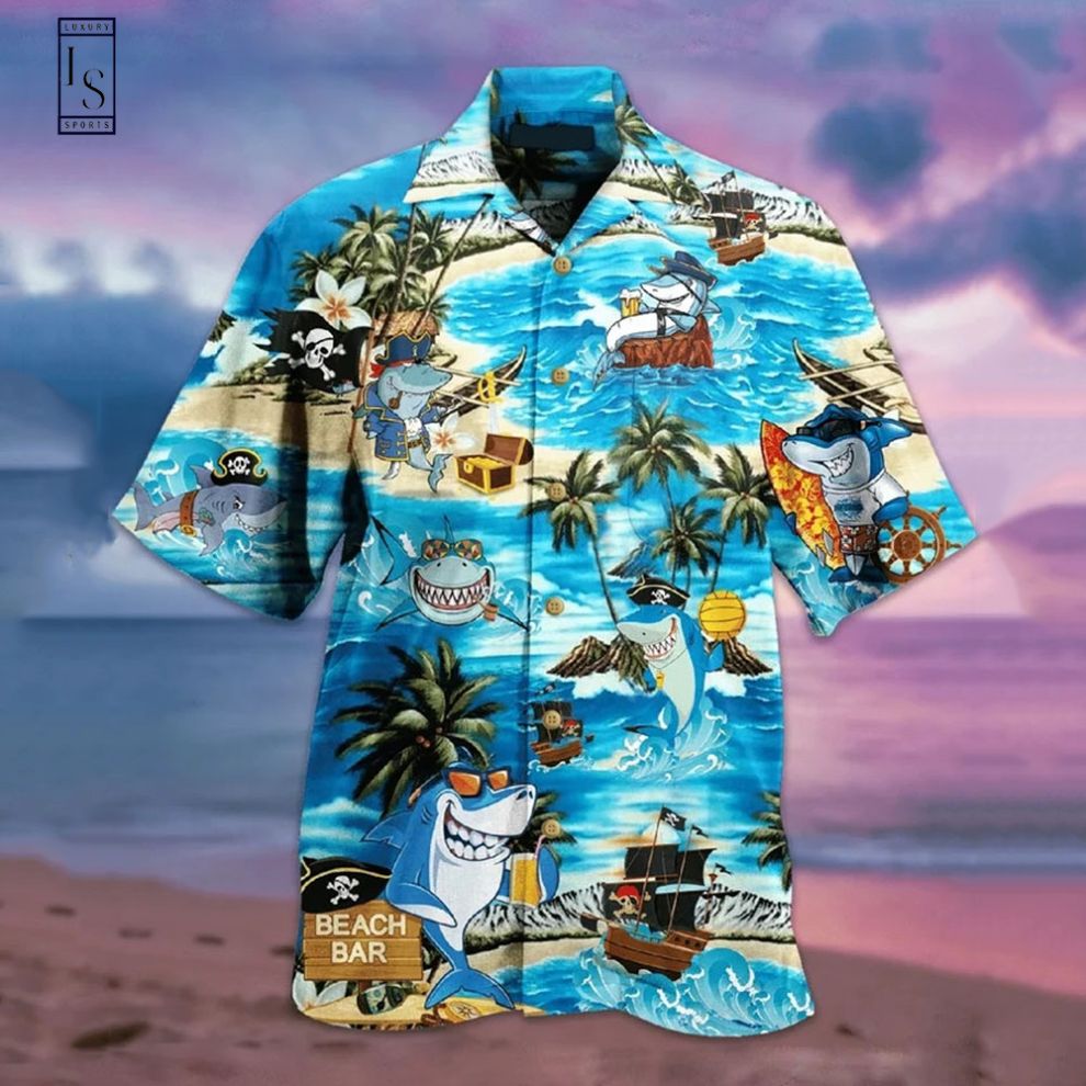 Pirate Shark Open Beach Bar Hawaiian Shirt