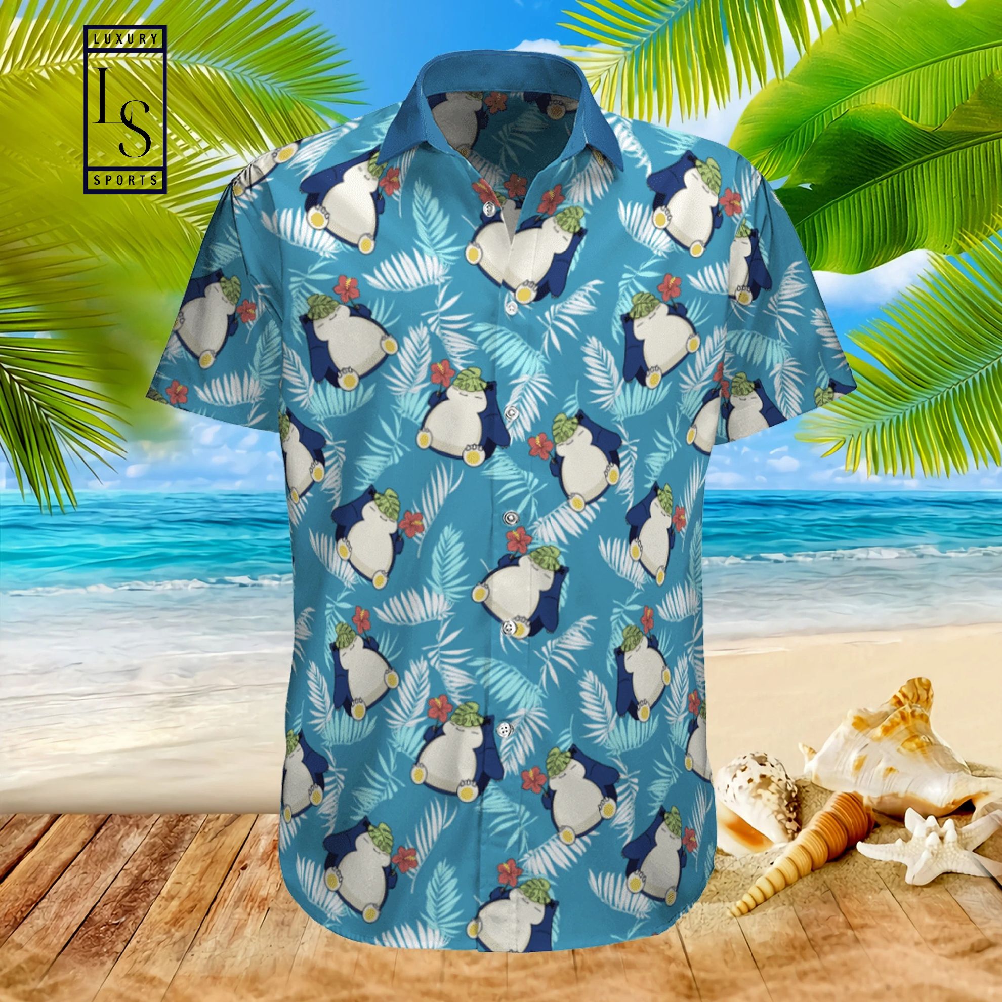 Gezond eten trimmen Willen New]Pokemon Snorlax Tropical Beach Hawaiian Shirt