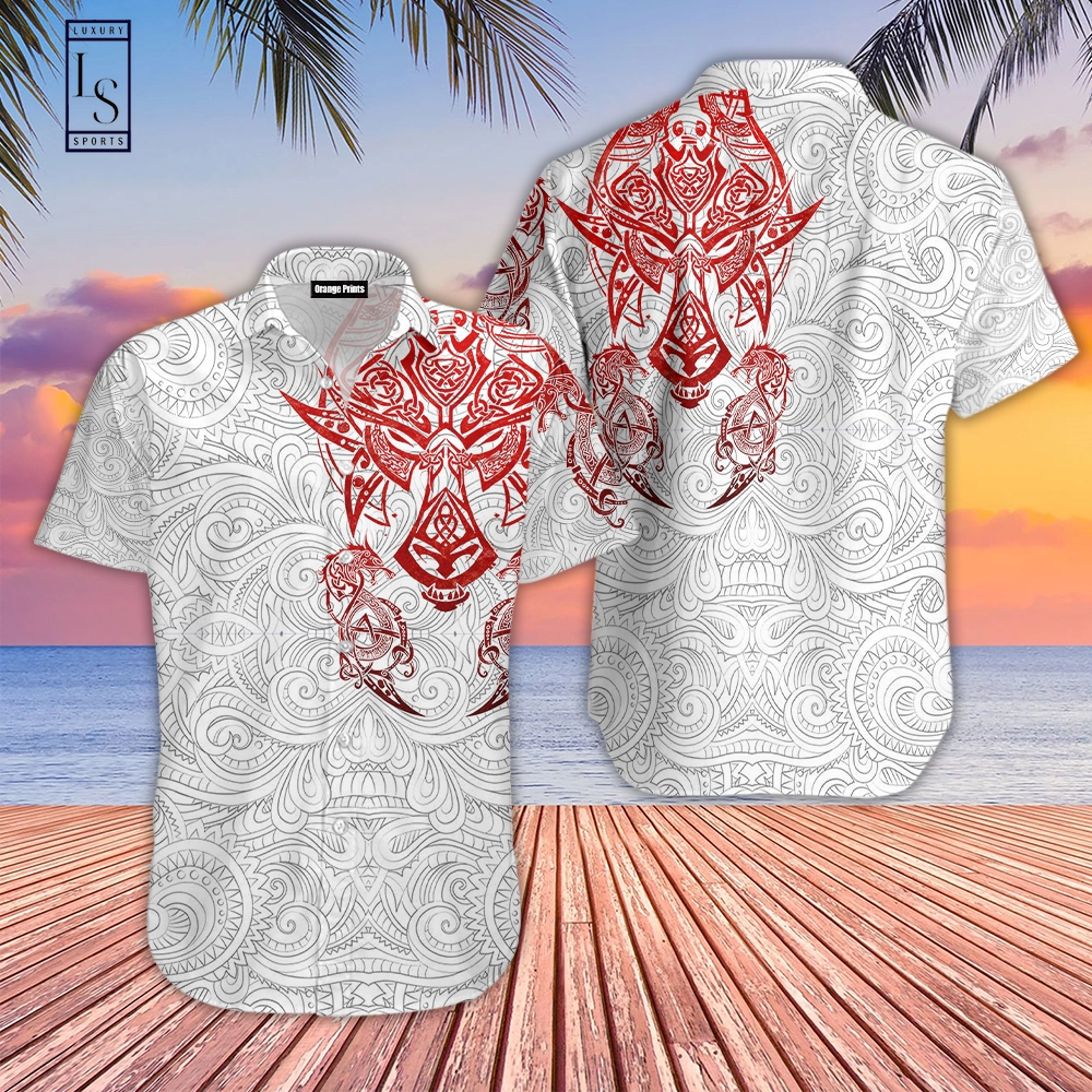 Red Dragon Viking Tattoo Hawaiian Shirt