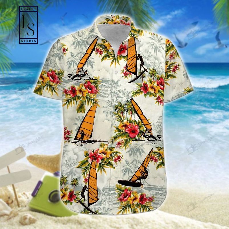 Windsurfing Flowers Hawaiian Shirt