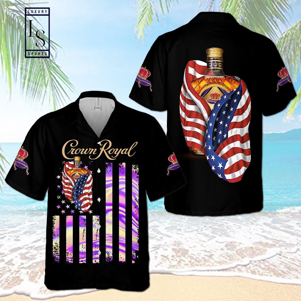 Crown Royal US Flag Hawaiian Shirt