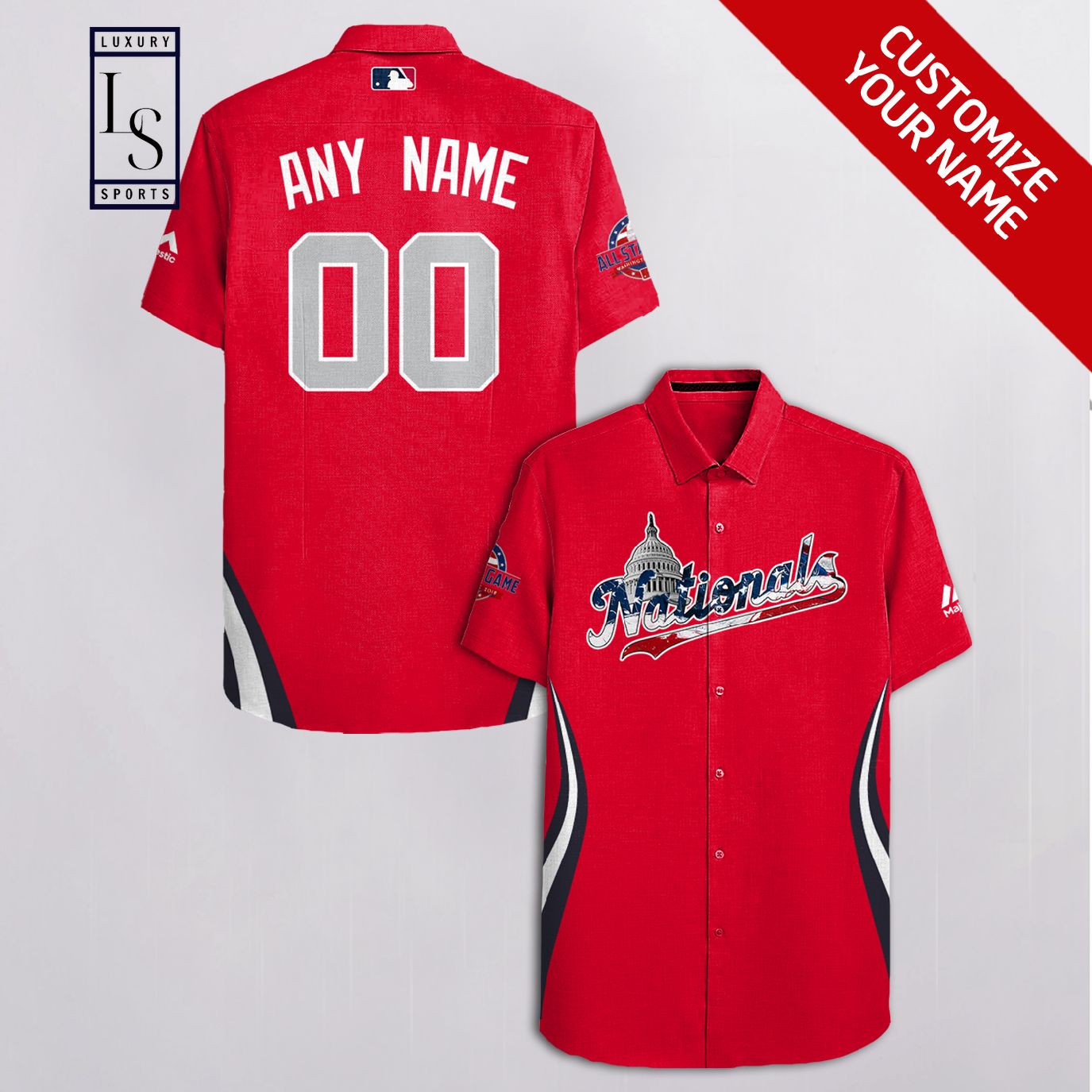 Washington Nationals Baseball Team Custom Name 4 Hawaiian Shirt