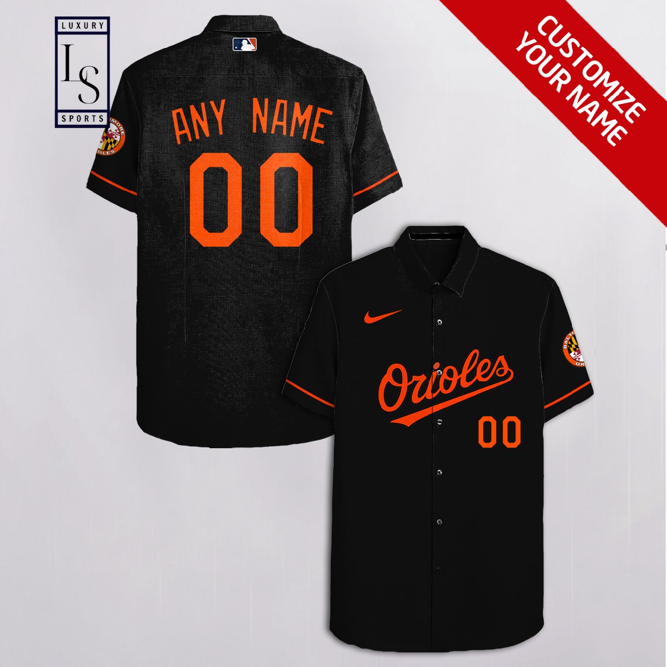 MLB Baltimore Orioles Baseball Team Customized Black Hawaiian Shirt