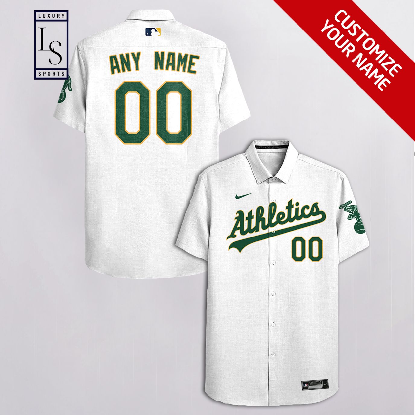 MLB Oakland Athletics Baseball Team Customized White Hawaiian Shirt