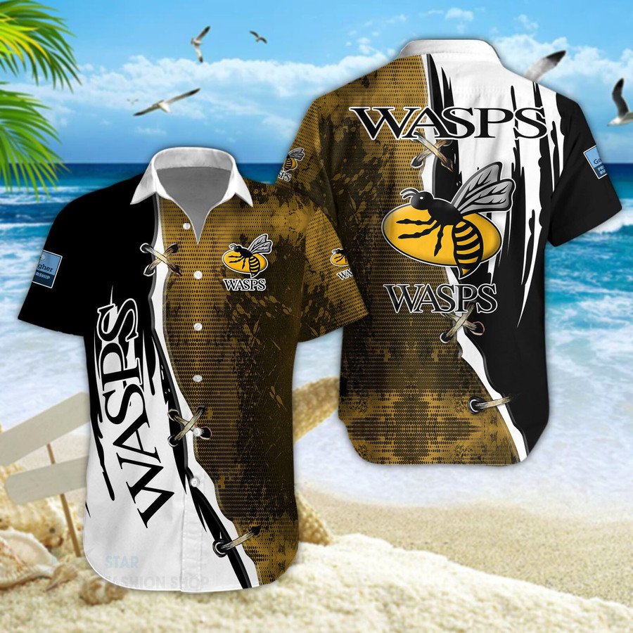 Wasps RFC Pattern Hawaiian Shirt And Shorts