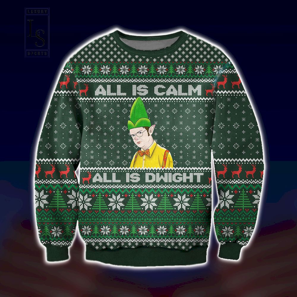 All is Calm All is Dwight Ugly Christmas Sweater