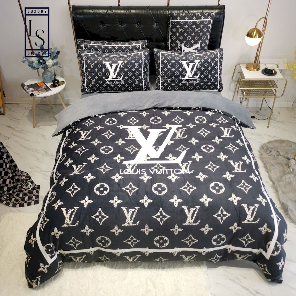 Black Veinstone And Gold Louis Vuitton Bedding Sets Bed Sets Bedroom Sets Comforter  Sets Duvet Cover