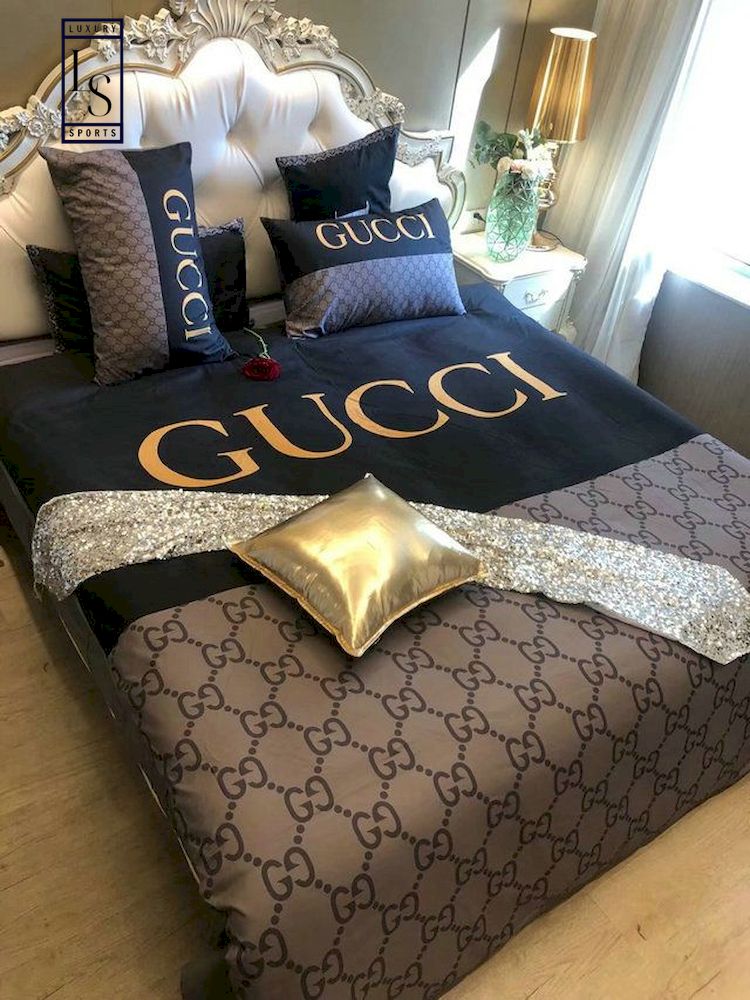 SALE] Luxury Gc Gucci Brown Bedding Sets - Luxury & Sports Store
