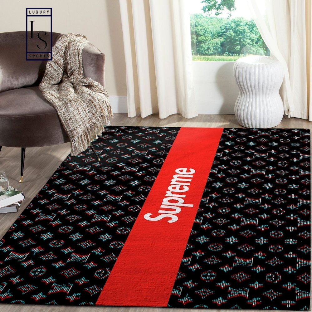 Louis Vuitton Supreme Brown Luxury Brand Premium Logo Area Rug Carpet Home  Decor