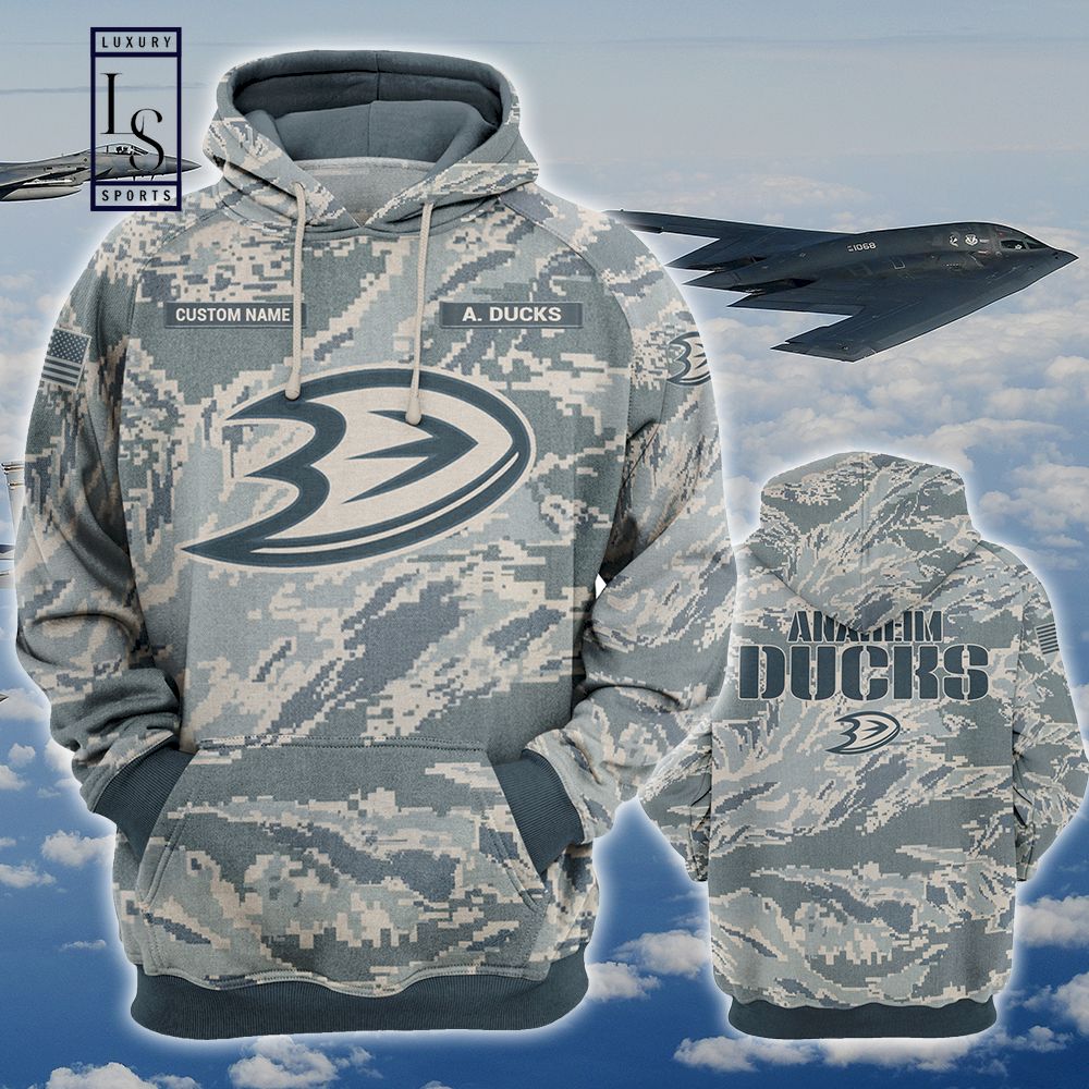 Anaheim Ducks Personalized US Air Force Camo Hoodie D