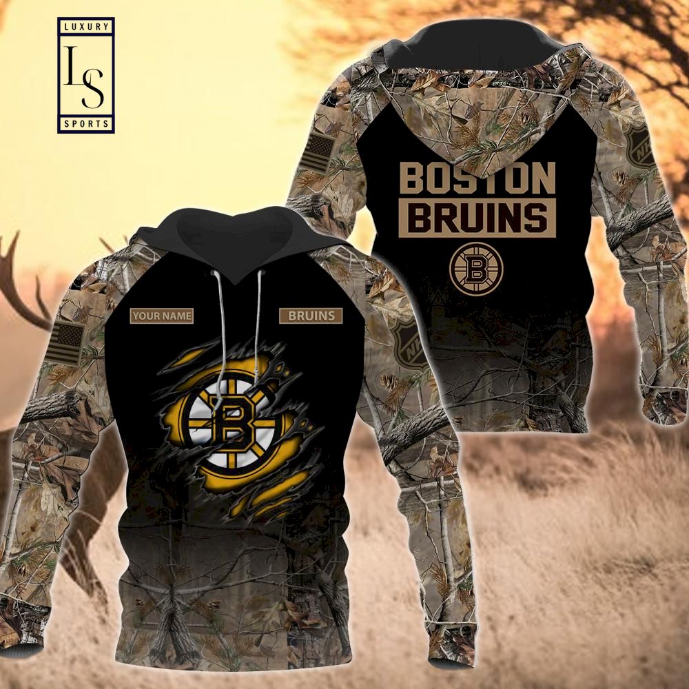 Boston Bruins Personalized Hunting Camo Hoodie D