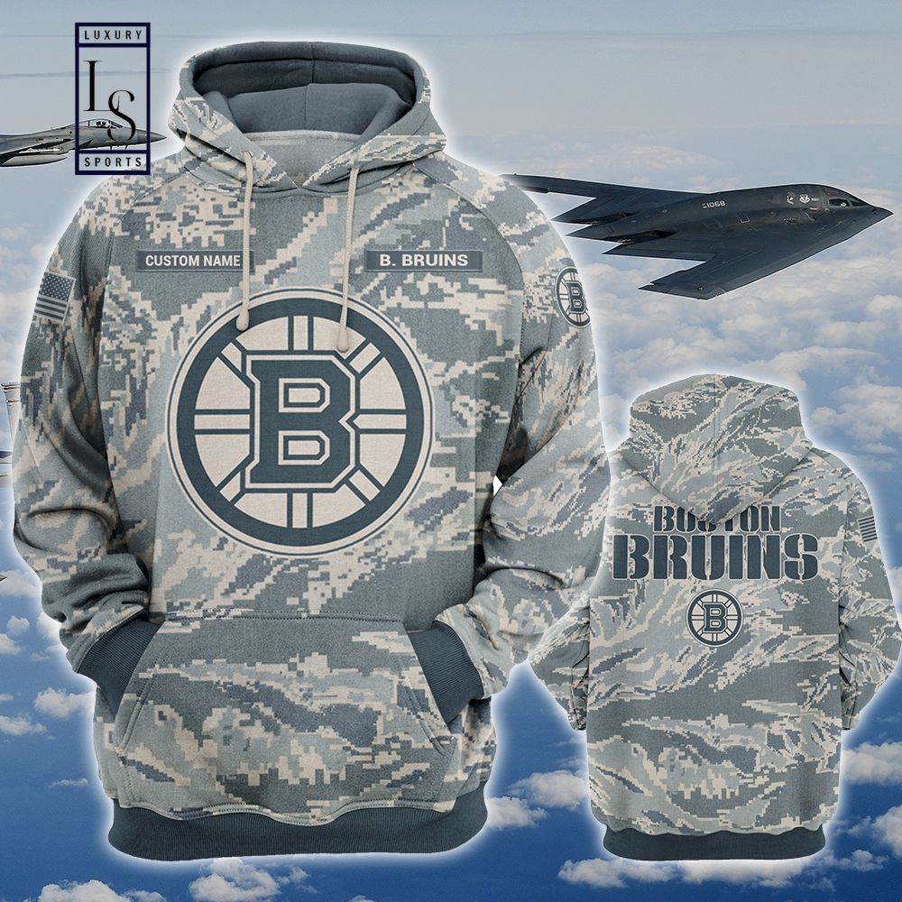 Boston Bruins Personalized US Air Force Camo Hoodie D
