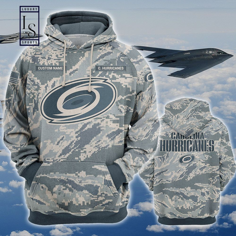Carolina Hurricanes Personalized US Air Force Camo Hoodie D