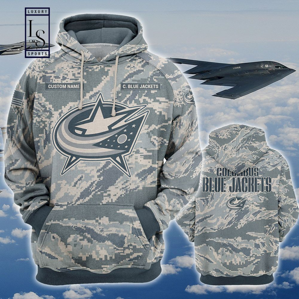 Columbus Blue Jackets Personalized US Air Force Camo Hoodie D