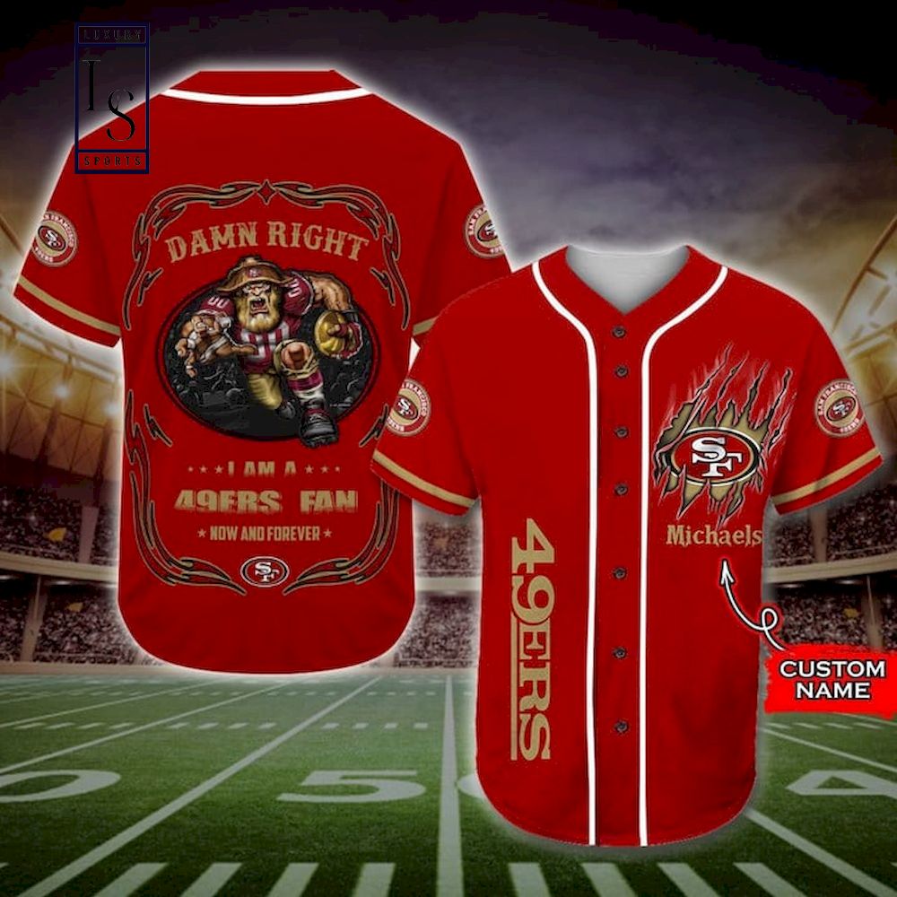 SF 49ers Baseball Jersey Custom Name San Francisco 49ers Gift