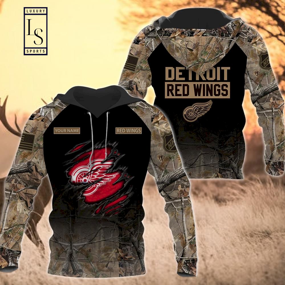 Detroit Red Wings Personalized Hunting Camo Hoodie D