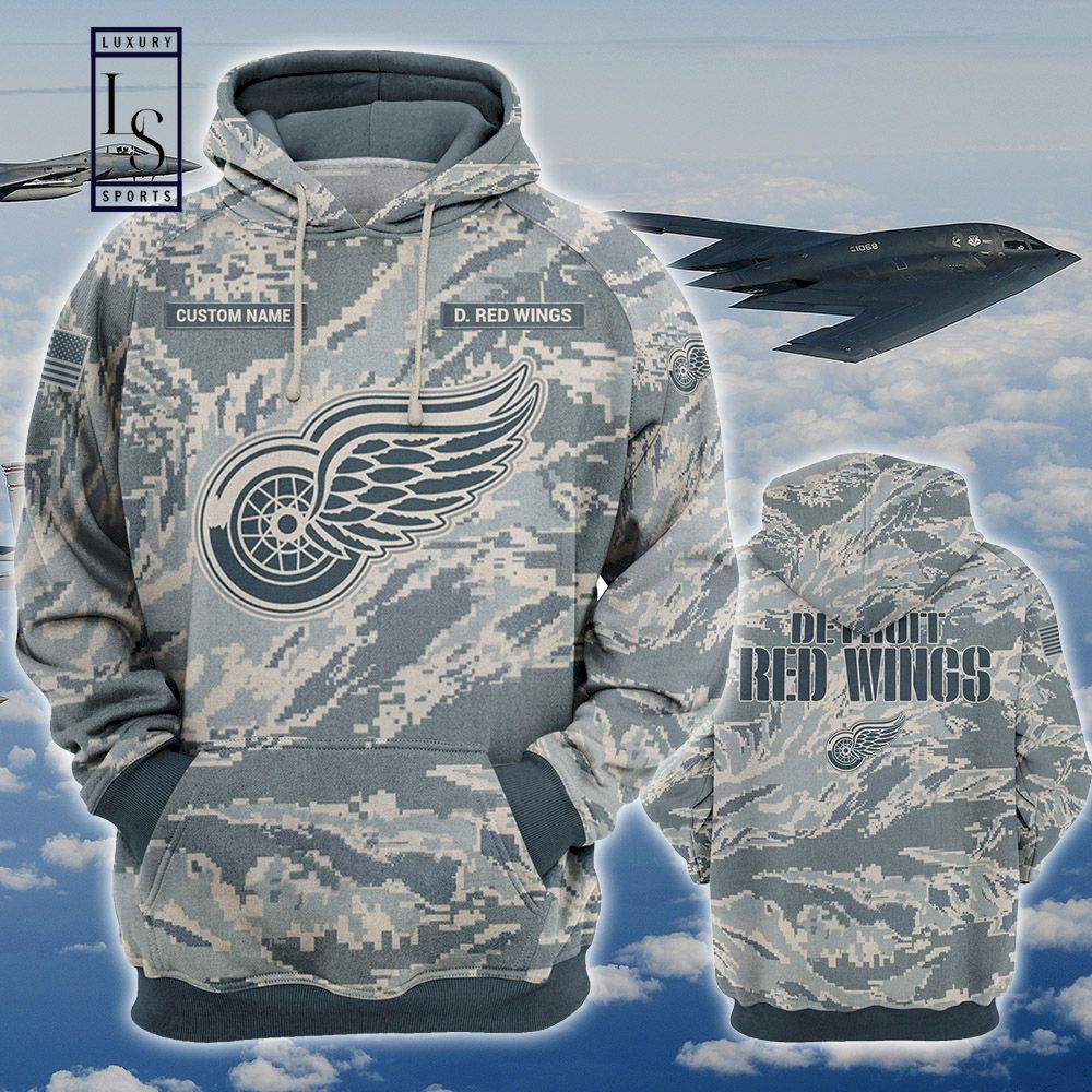 Detroit Red Wings Personalized US Air Force Camo Hoodie D