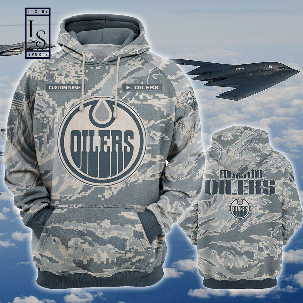 Edmonton Oilers Personalized US Air Force Camo Hoodie D