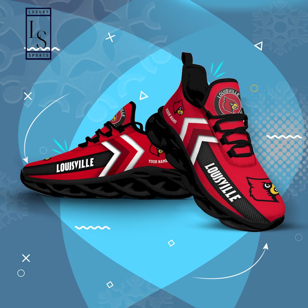 Louisville Cardinals Logo Torn Running Sneaker Max Soul Shoes In Red Gift  For Men And Women - Banantees