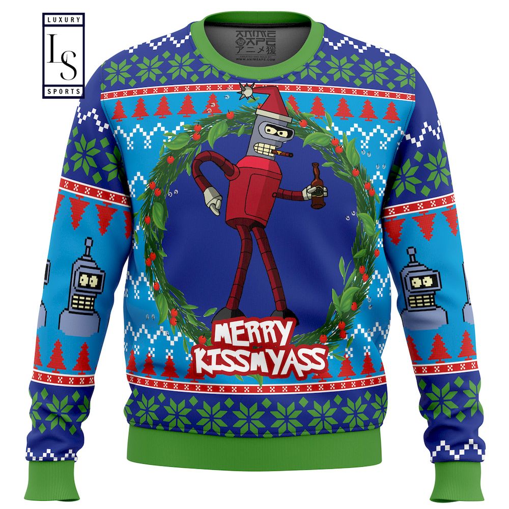Merry Kissmyass Futurama Ugly Christmas Sweater