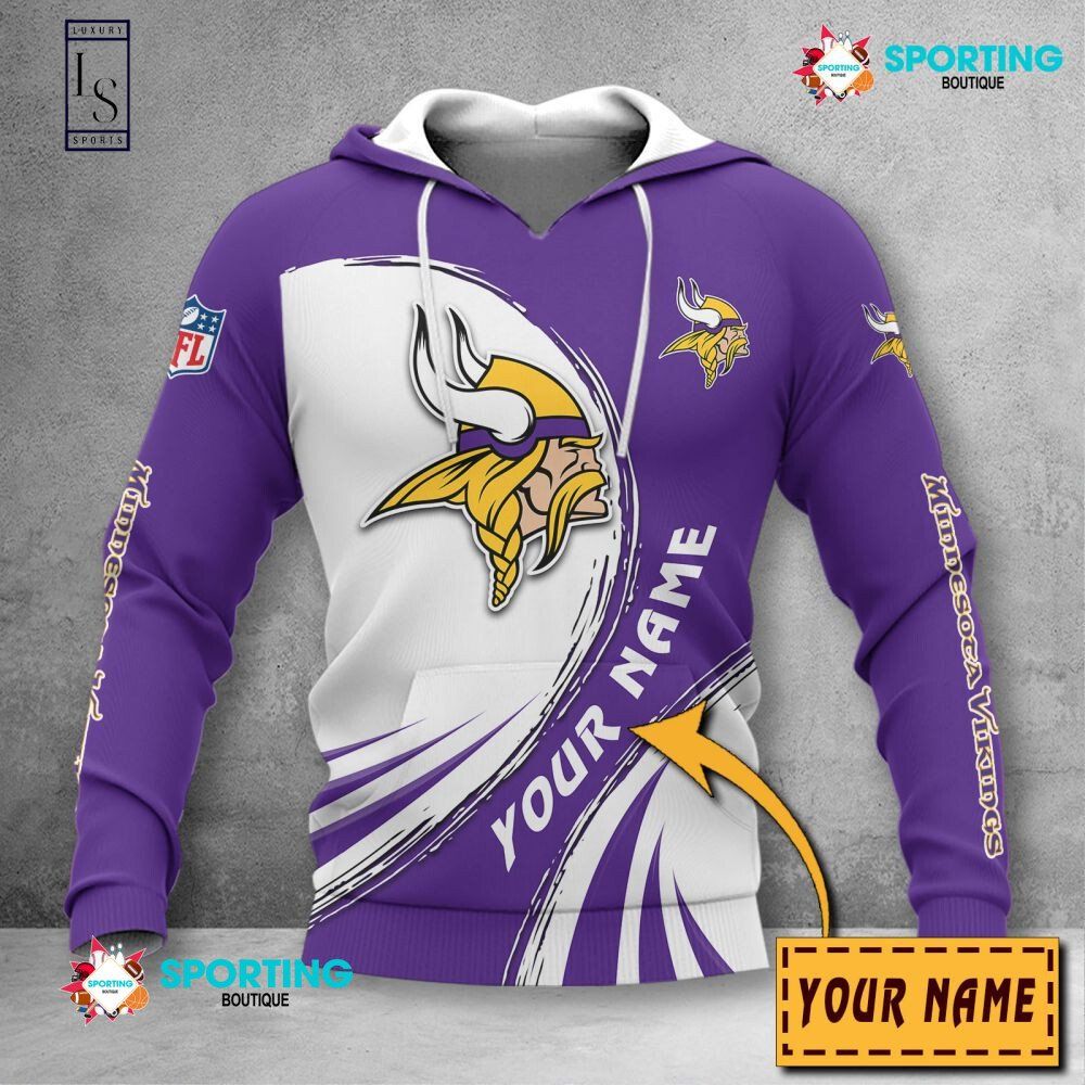 Minnesota Vikings Vintage Custom Name NFL Hoodie