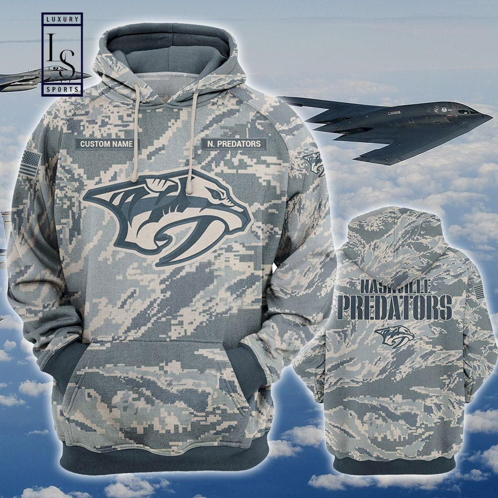 Nashville Predators Personalized US Air Force Camo Hoodie D