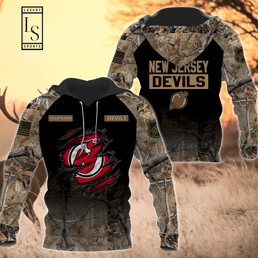 New Jersey Devils Personalized Hunting Camo Hoodie D