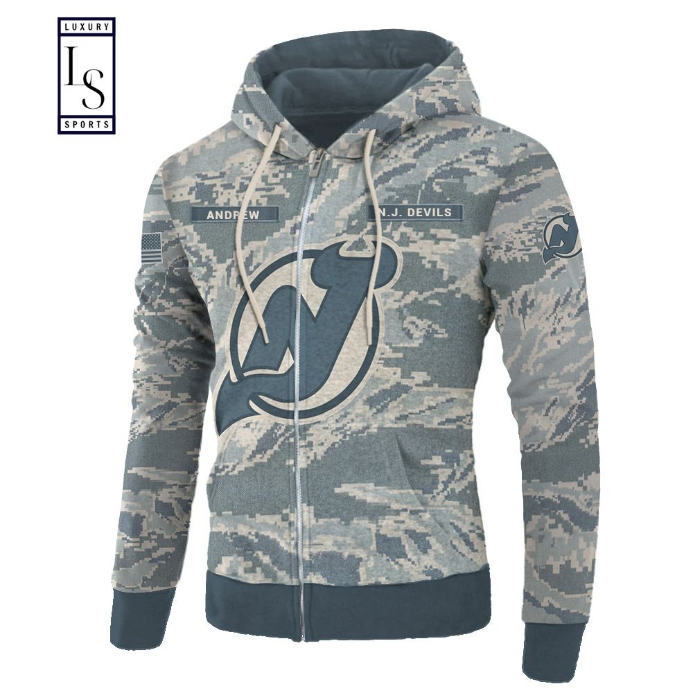 New Jersey Devils Hoodie 3D Military Camouflage Custom Jersey
