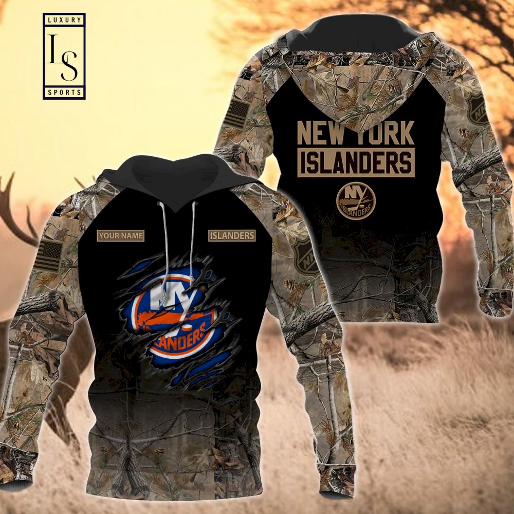 New York Islanders Personalized Hunting Camo Hoodie D