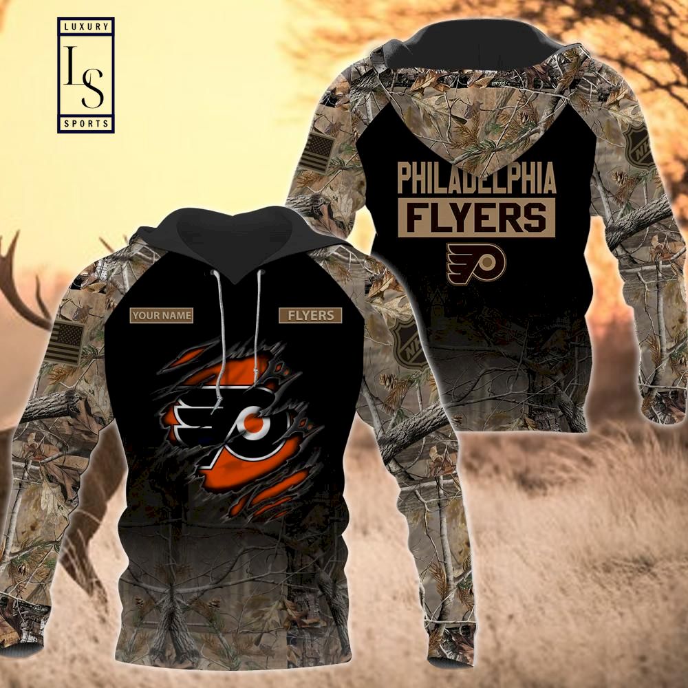 Philadelphia Flyers Personalized Hunting Camo Hoodie D