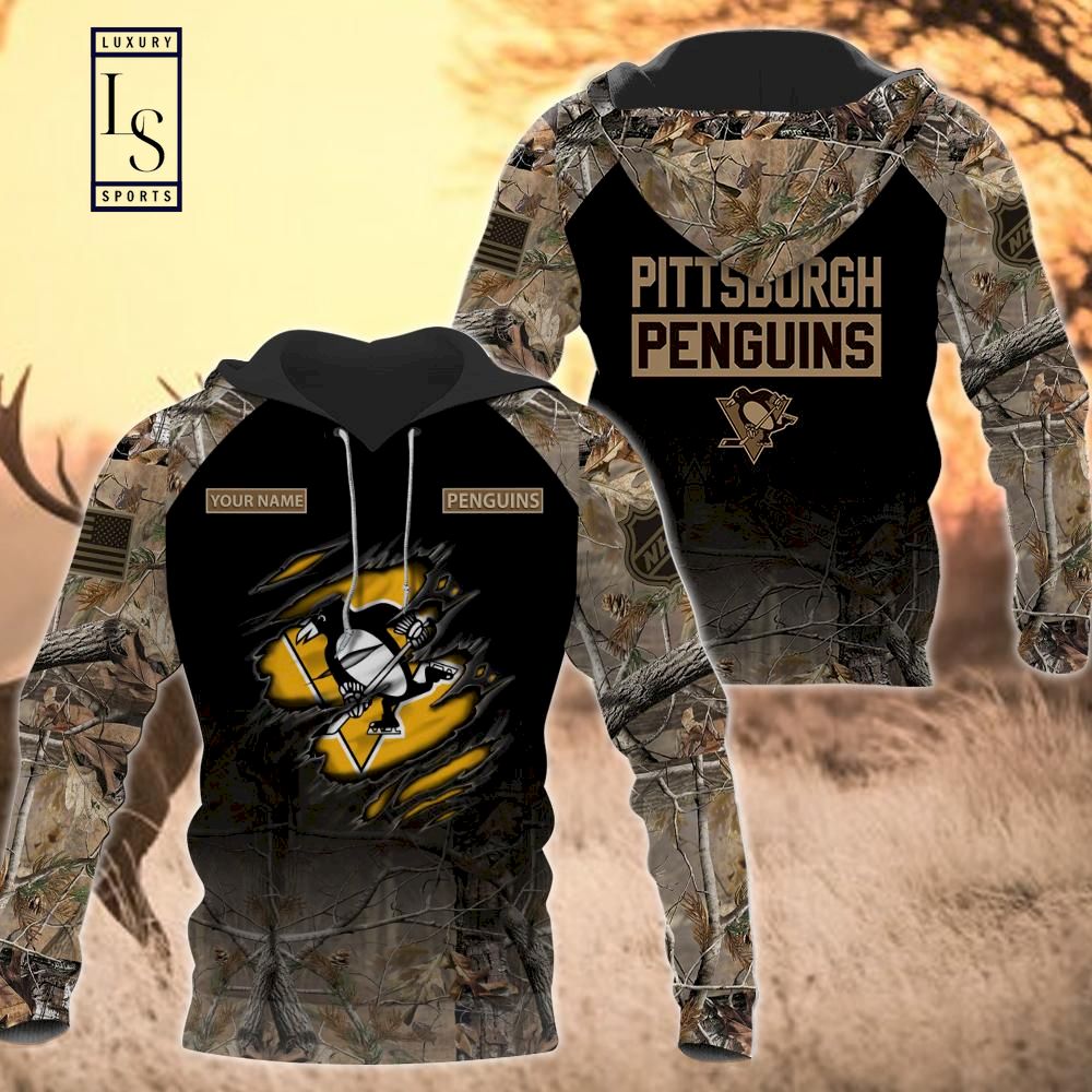 Pittsburgh Penguins Personalized Hunting Camo Hoodie D