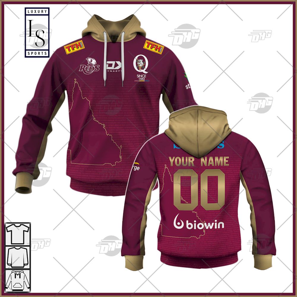 Queensland Reds Home Personalized Hoodie New