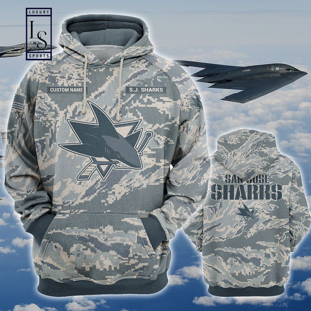San Jose Sharks Personalized US Air Force Camo Hoodie D