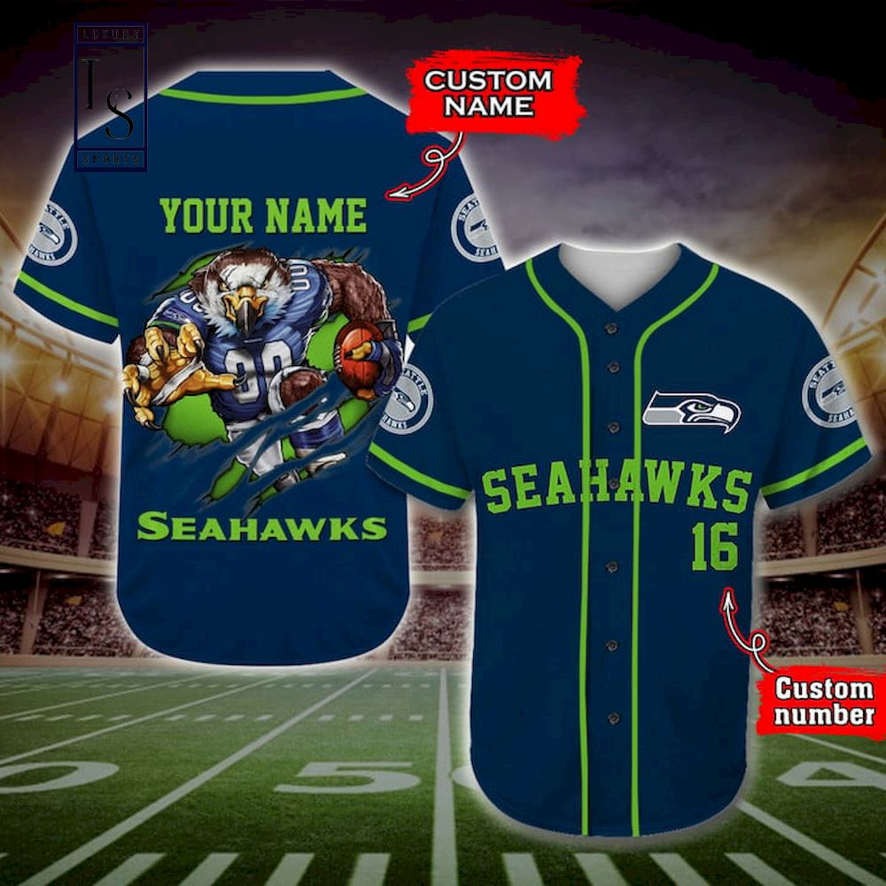 Seattle Seahawks NFL Gucci Custom Name And Number Baseball Jersey