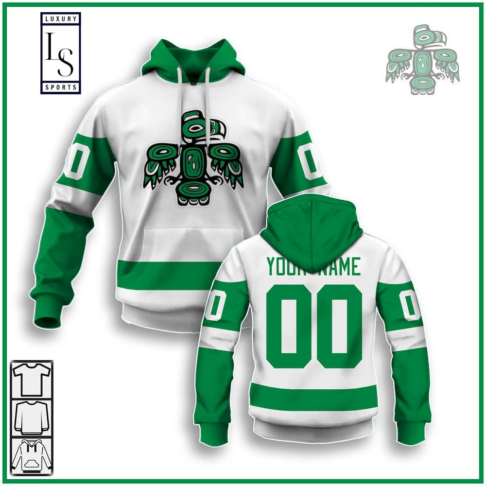 Seattle Totems White Hockey Retro Personalized Hoodie D