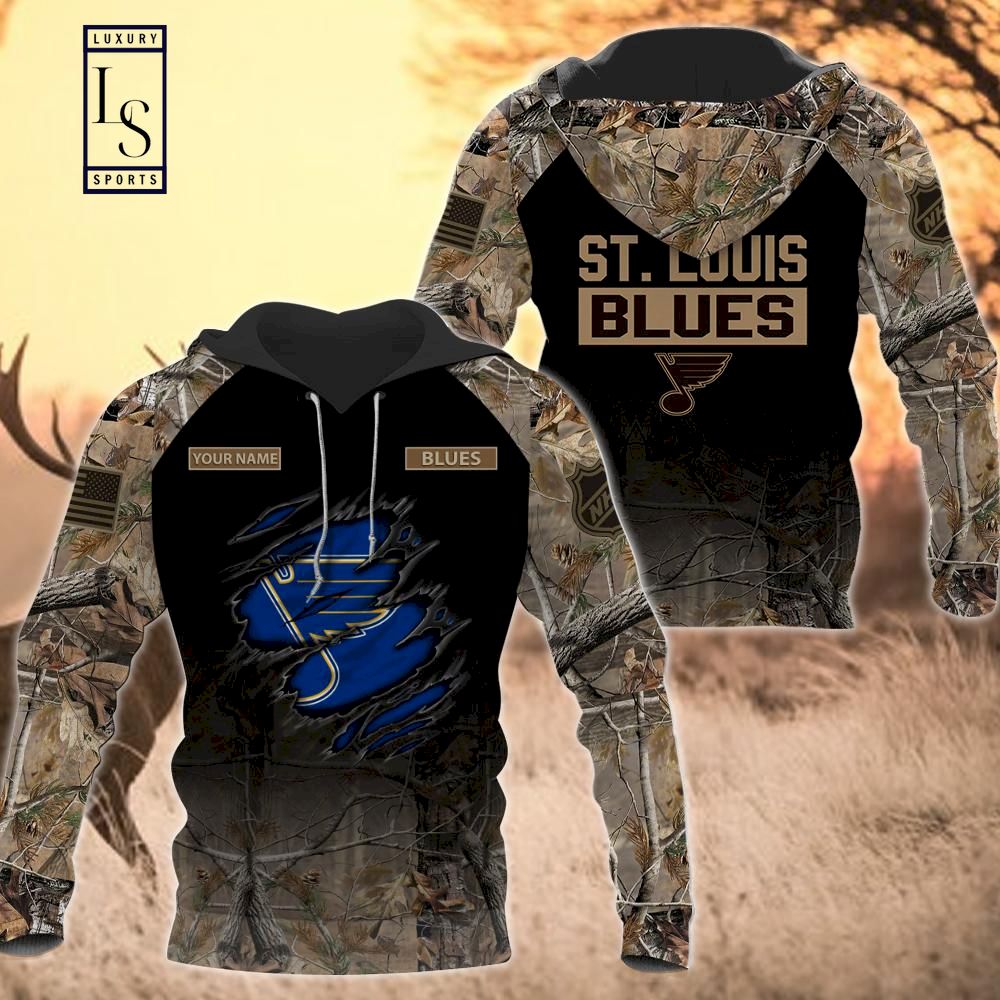 St. Louis Blues Personalized Hunting Camo Hoodie D