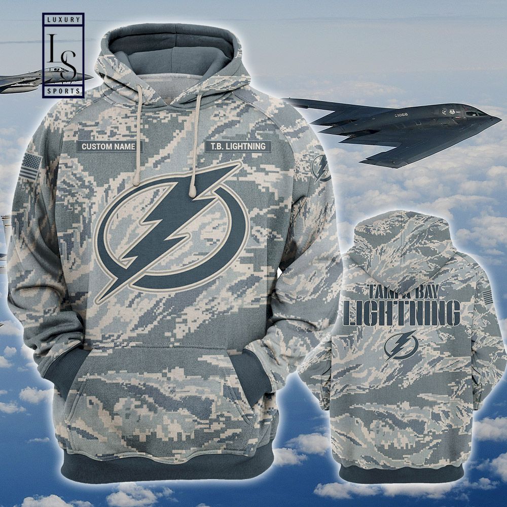 Tampa Bay Lightning Personalized US Air Force Camo Hoodie D