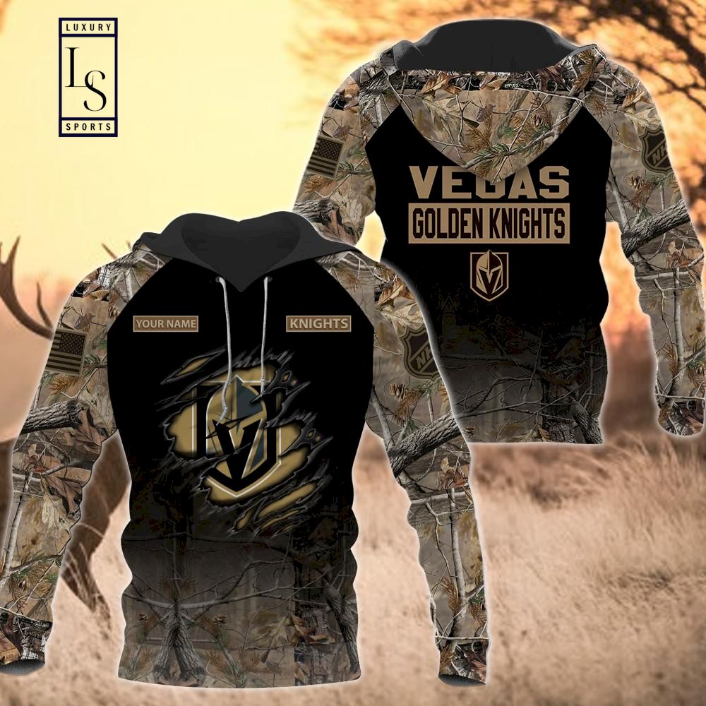 Vegas Golden Knights Personalized Hunting Camo Hoodie D