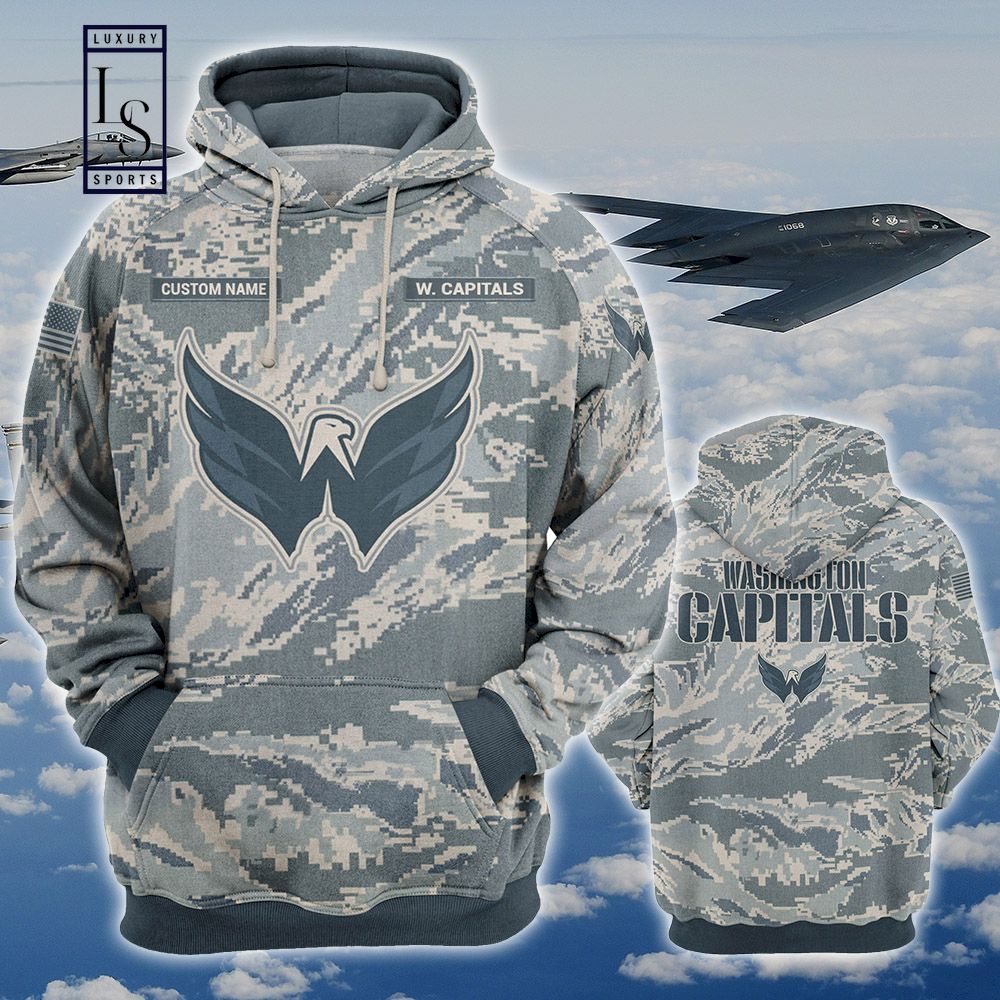 Washington Capitals Personalized US Air Force Camo Hoodie D