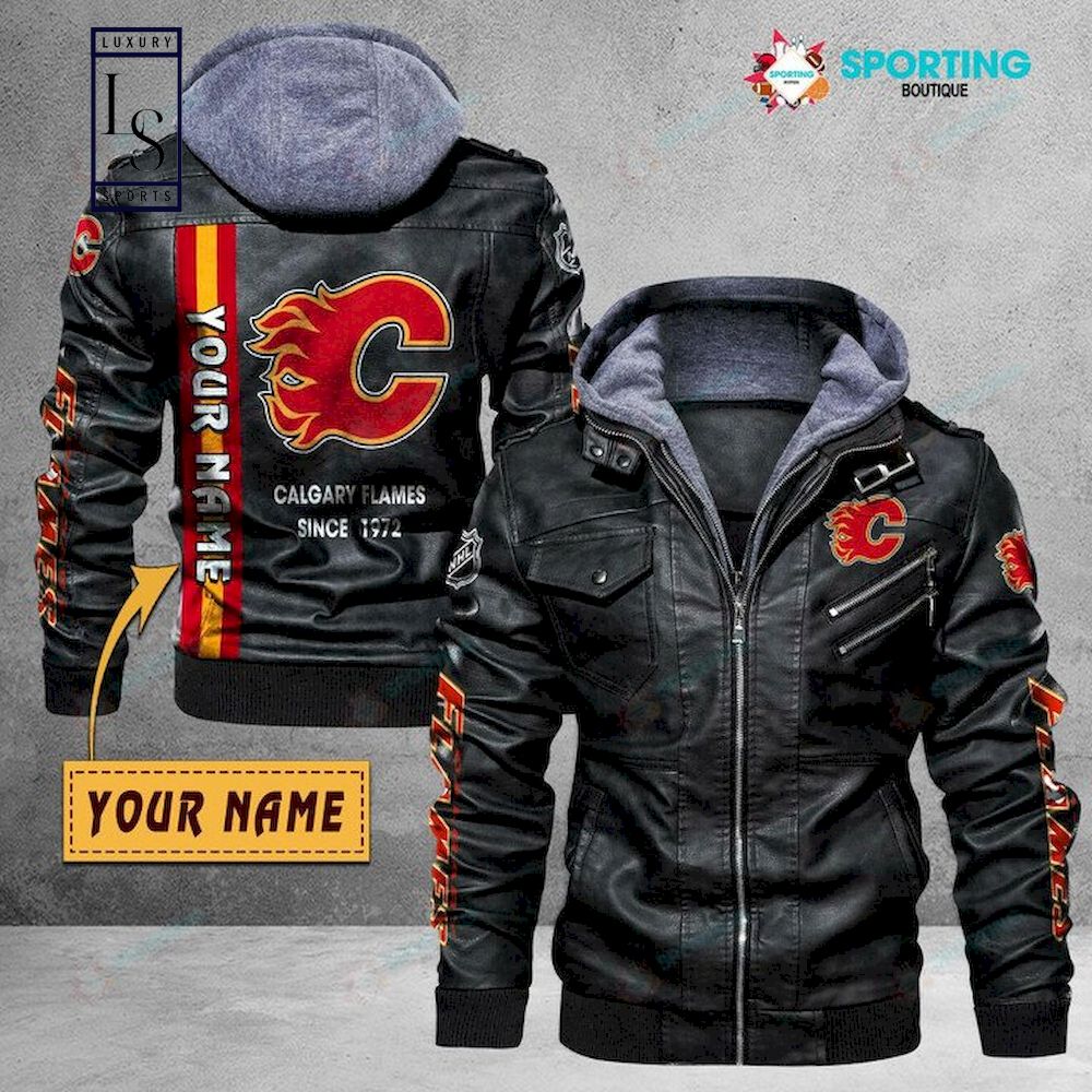 Calgary Flames Custom Name NHL Leather Jacket