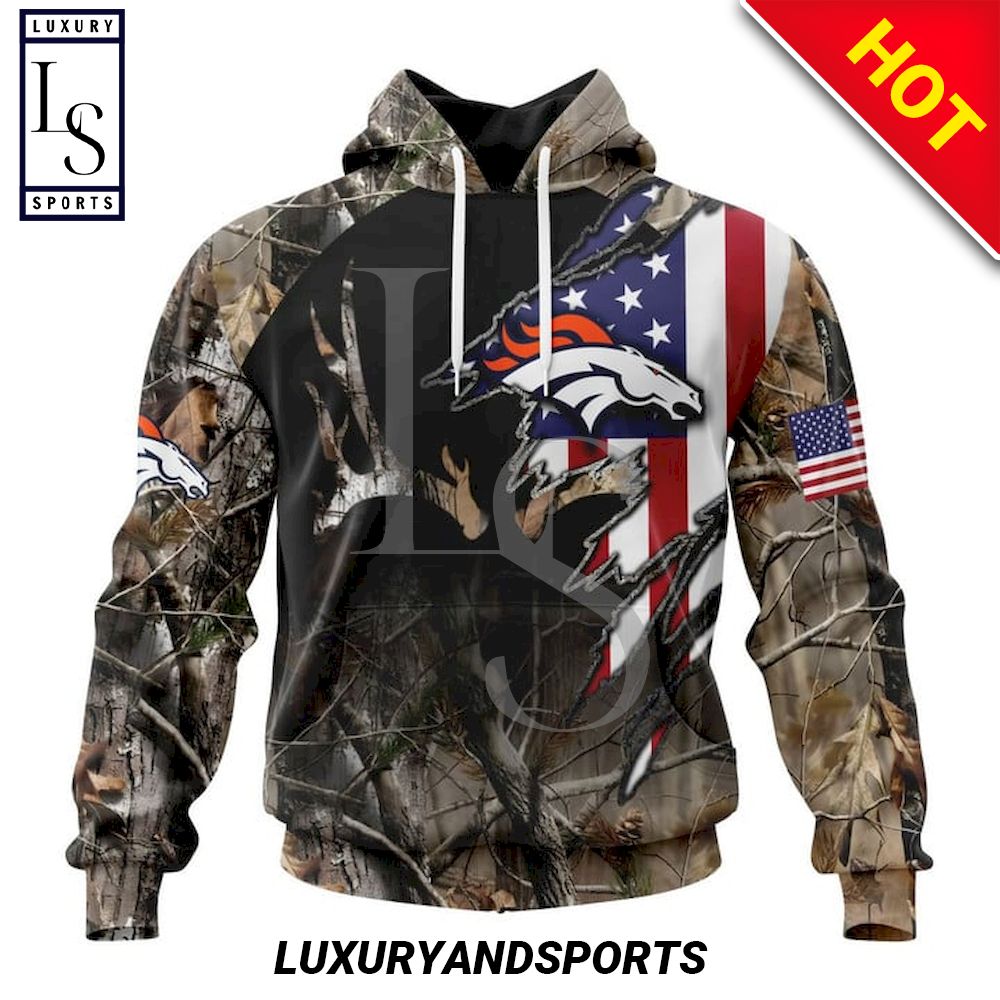 SALE] NFL Denver Broncos Deer Hunting Camo Hoodie 3D - Luxury & Sports Store