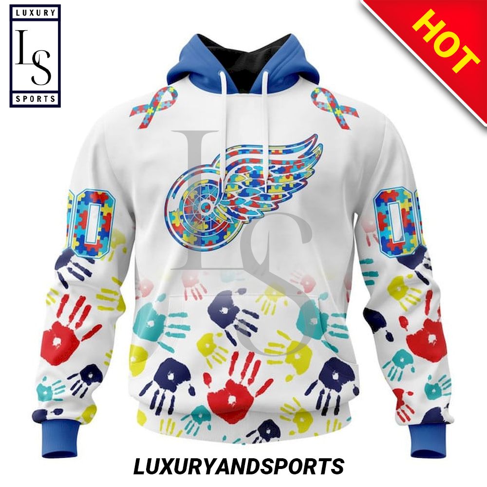 NHL Detroit Red Wings Special Autism Awareness Hoodie D