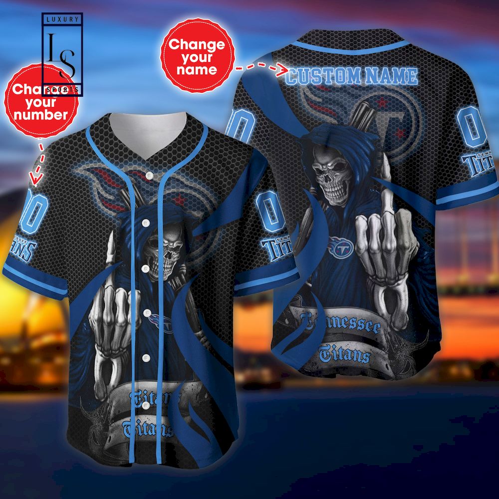 Tennessee Titans Fuck You The Reaper Custom Name Baseball Jersey