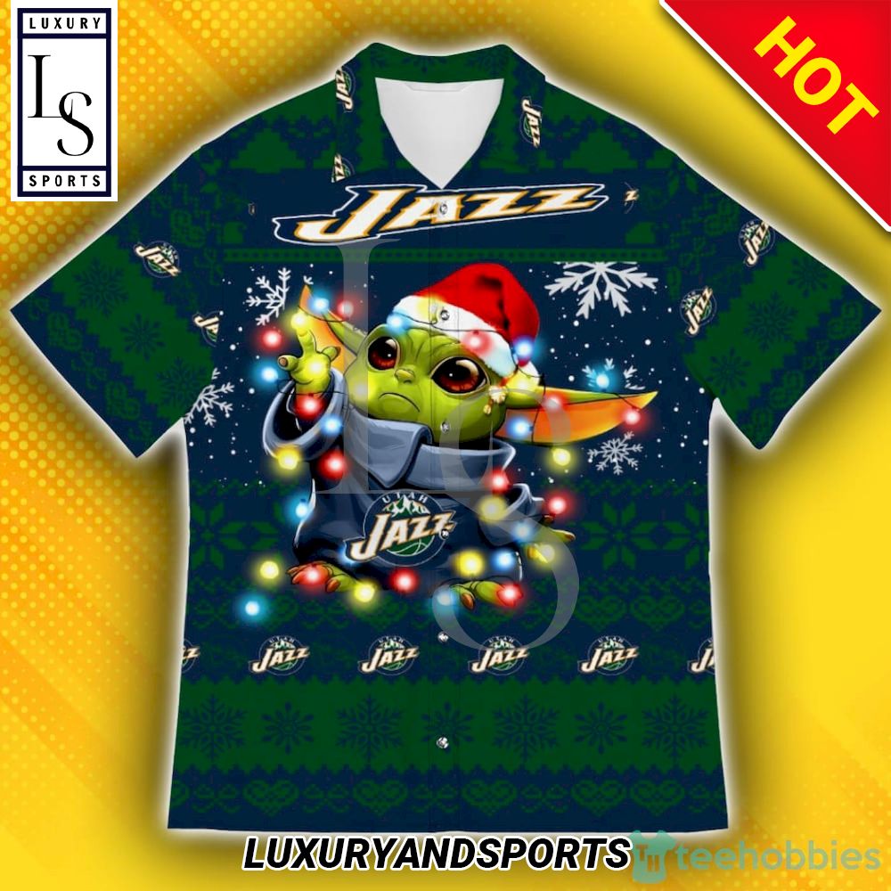 Utah Jazz Baby Yoda Star Wars Christmas Hawaiian Shirt