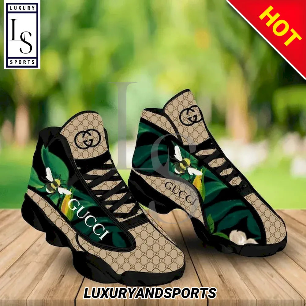 Green Gucci Bee Air Jordan 13 Sneakers 