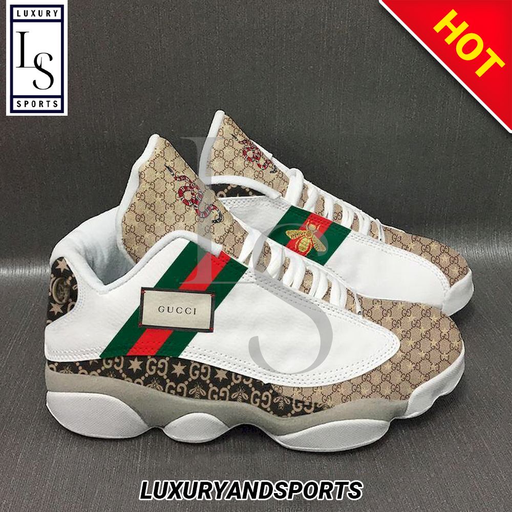 Gucci Tiger And Flowers Air Jordan 13 Sneaker Shoes - Banantees