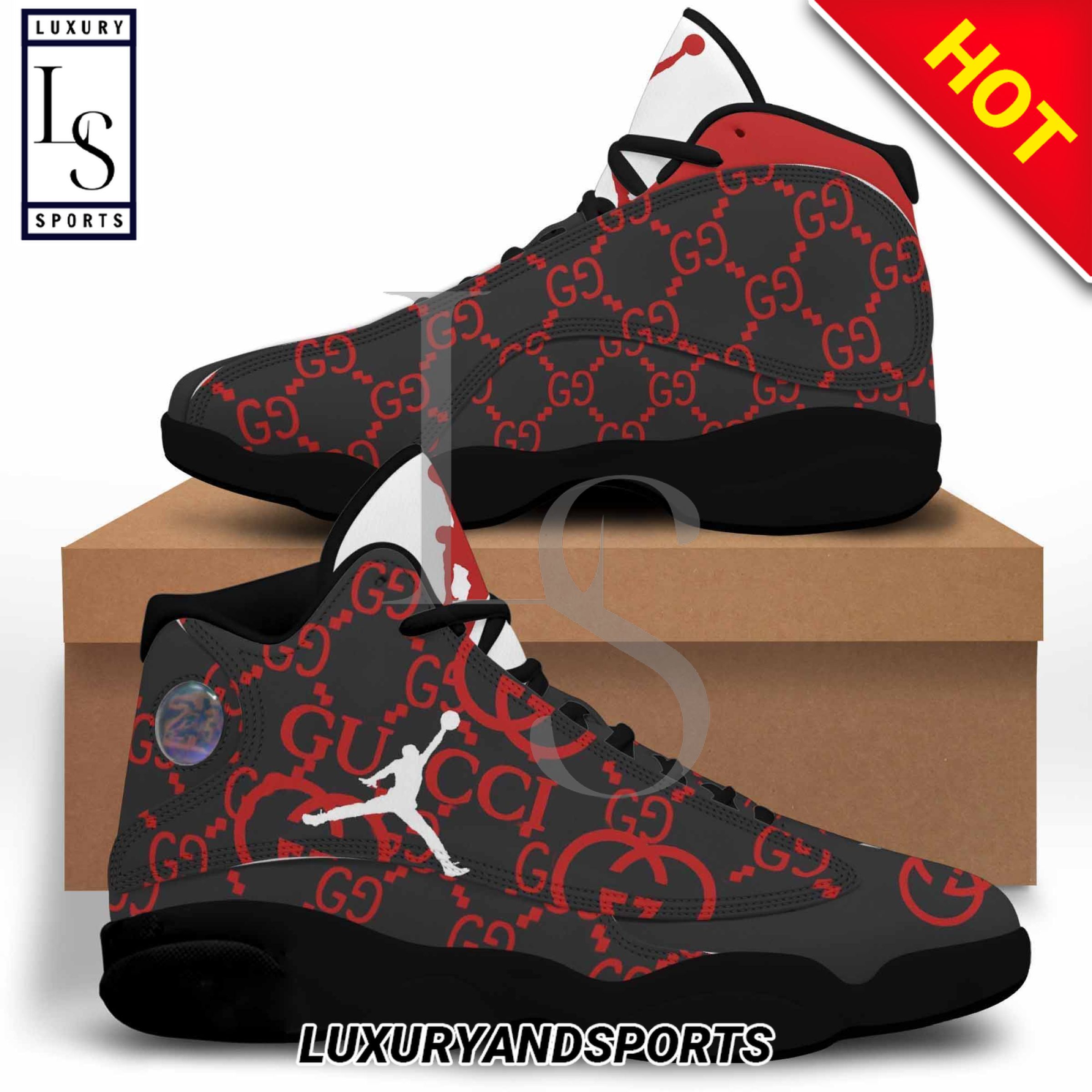Mickey X Gucci Black Air Jordan 13 Sneakers Shoes